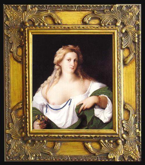framed  Palma Vecchio A Blonde Woman, Ta070